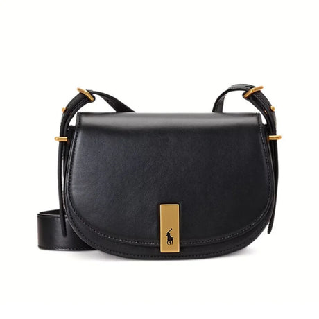 POLO RALPH LAUREN Polo ID Calfskin Saddle Bag - BLK - Black