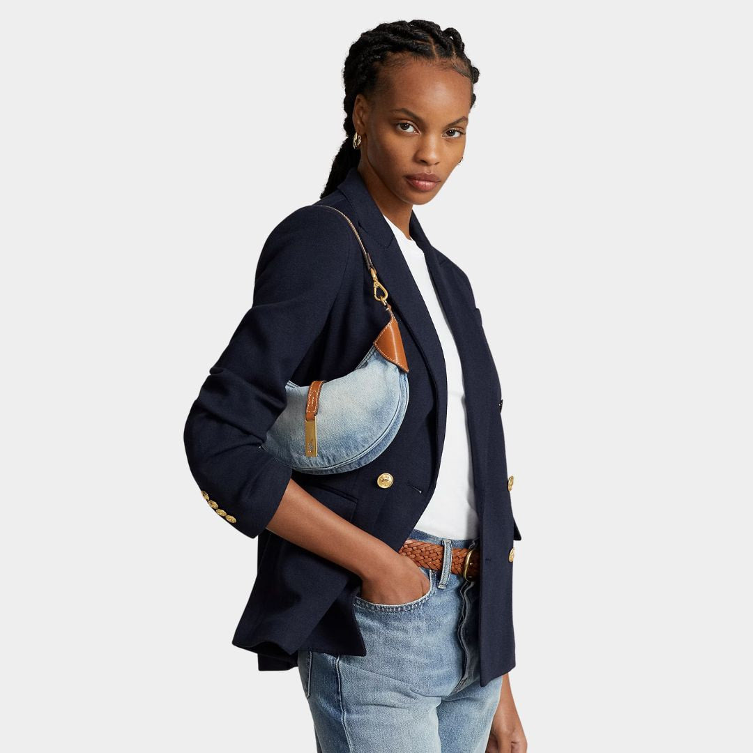 POLO RALPH LAUREN ID Denim-Leather Mini Shoulder Bag - DEM - Denim