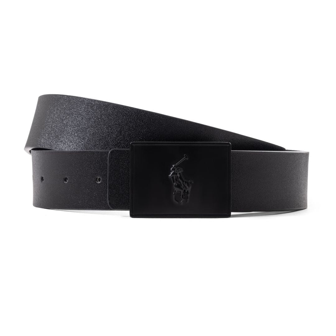 Polo Ralph Lauren Leather Plaque Belt B4-BLKBLK - Black / OS