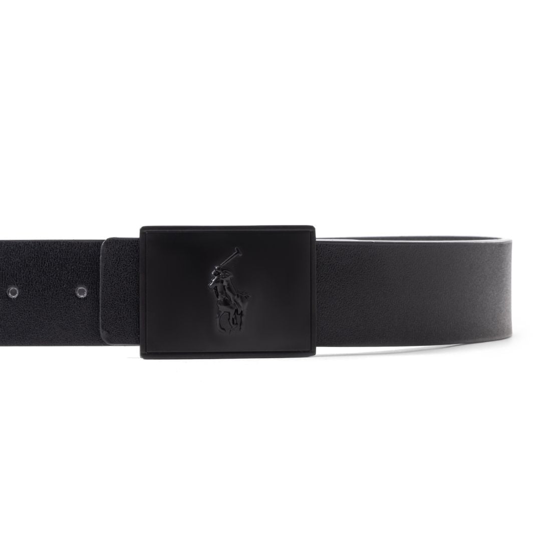Polo Ralph Lauren Leather Plaque Belt B4-BLKBLK - Black / OS