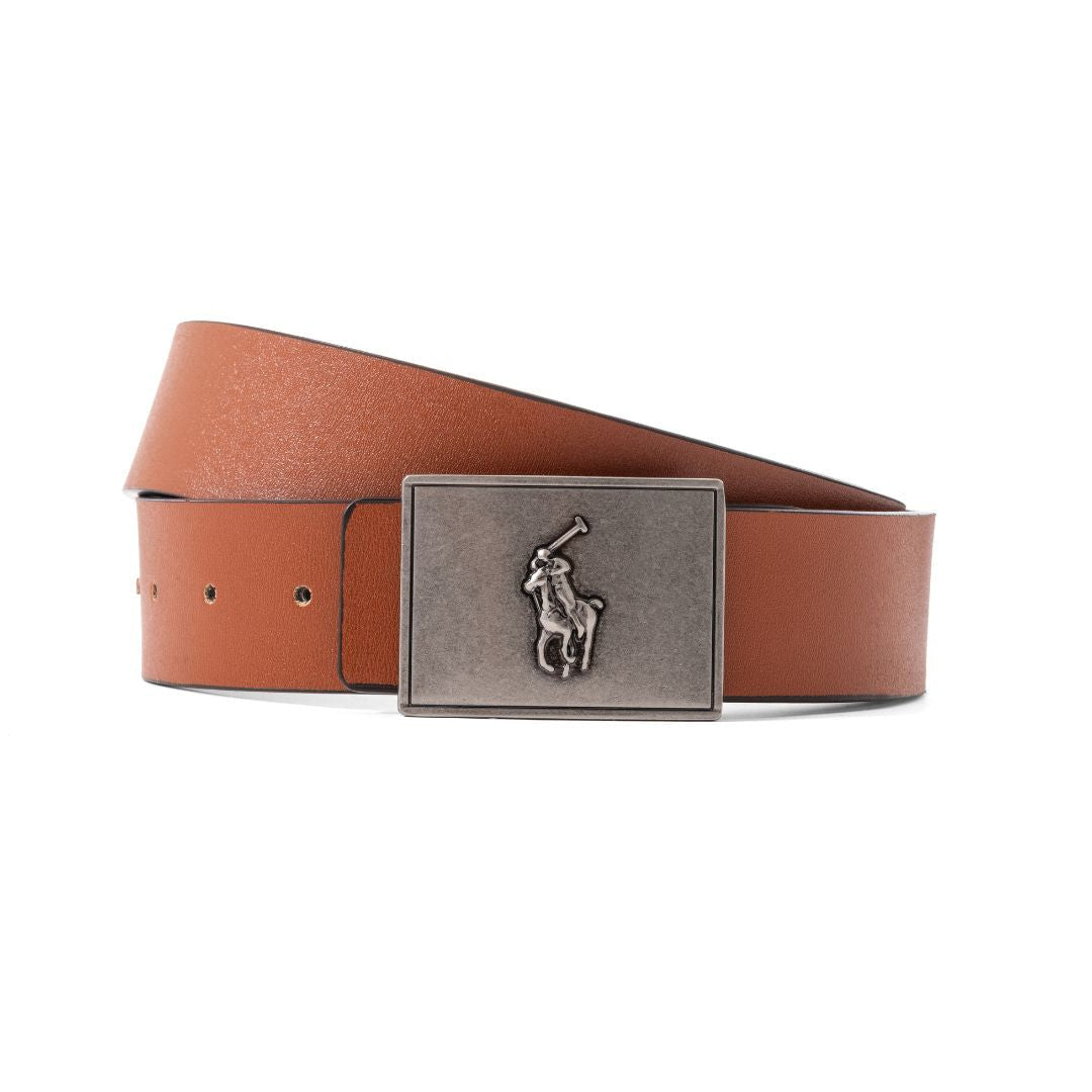 Polo Ralph Lauren Leather Plaque Belt B4-TAN - Tan / OS