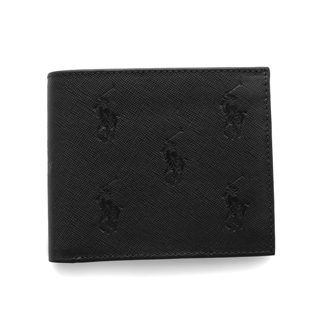 POLO RALPH LAUREN Monogram Leather Bifold Wallet - BLK - Black