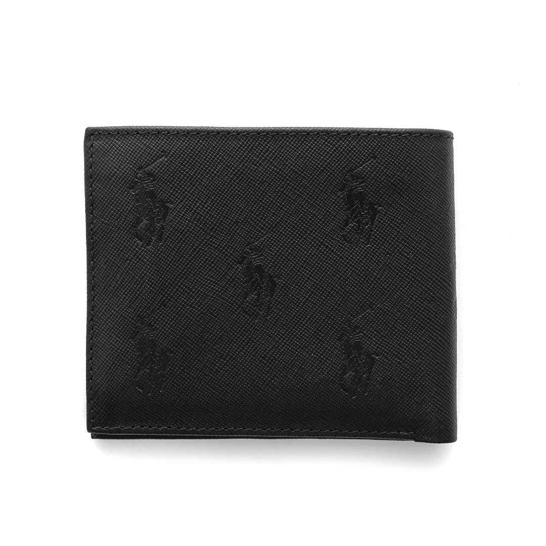 POLO RALPH LAUREN Monogram Leather Bifold Wallet - BLK - Black