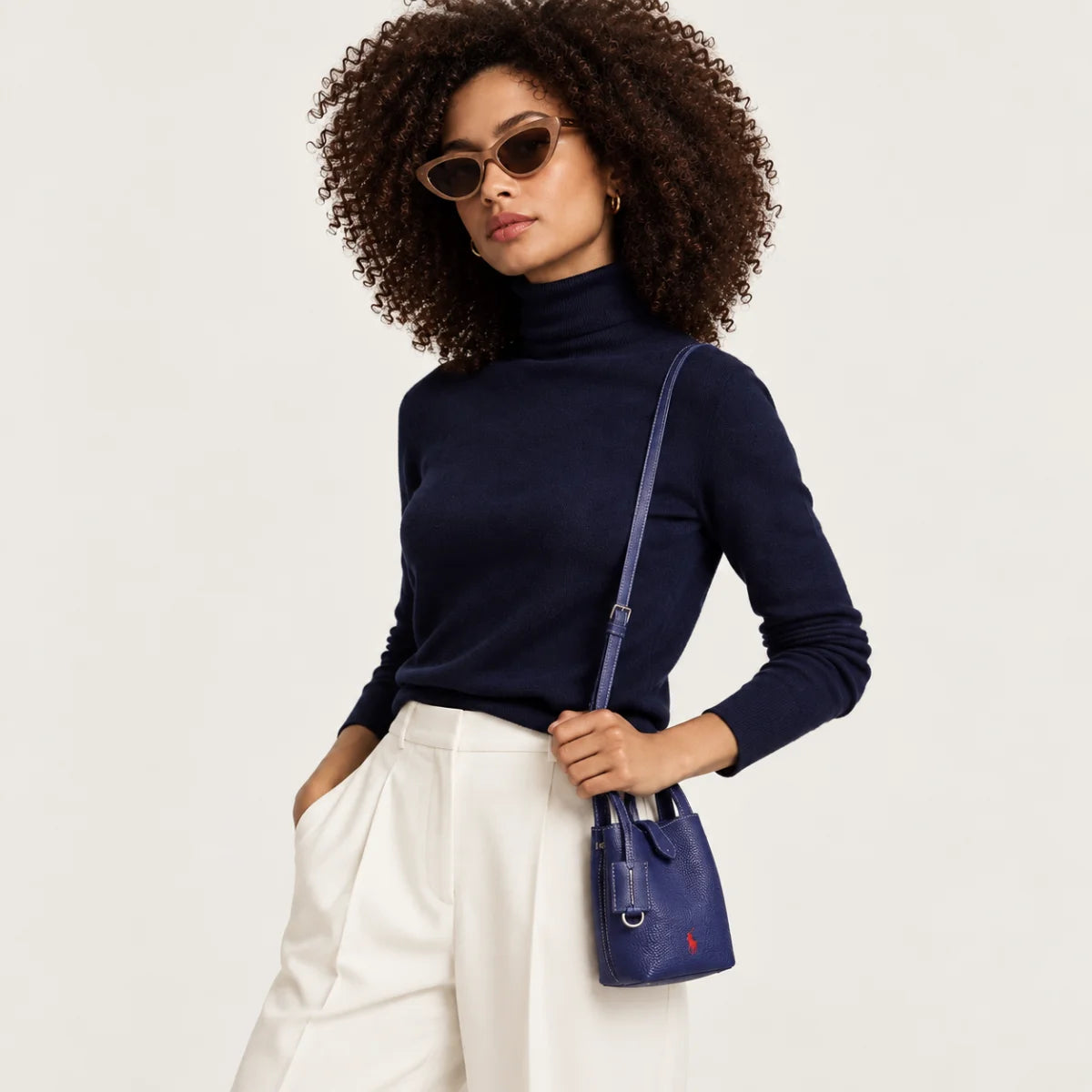 POLO RALPH LAUREN Play Small Leather Tote & Crossbody Bag - NVY - Navy