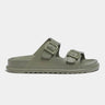Pull & Bear RUBBERISED SANDALS WITH BUCKLES SLIDES - OLV - 40-41 / Olive