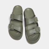 Pull & Bear RUBBERISED SANDALS WITH BUCKLES SLIDES - OLV