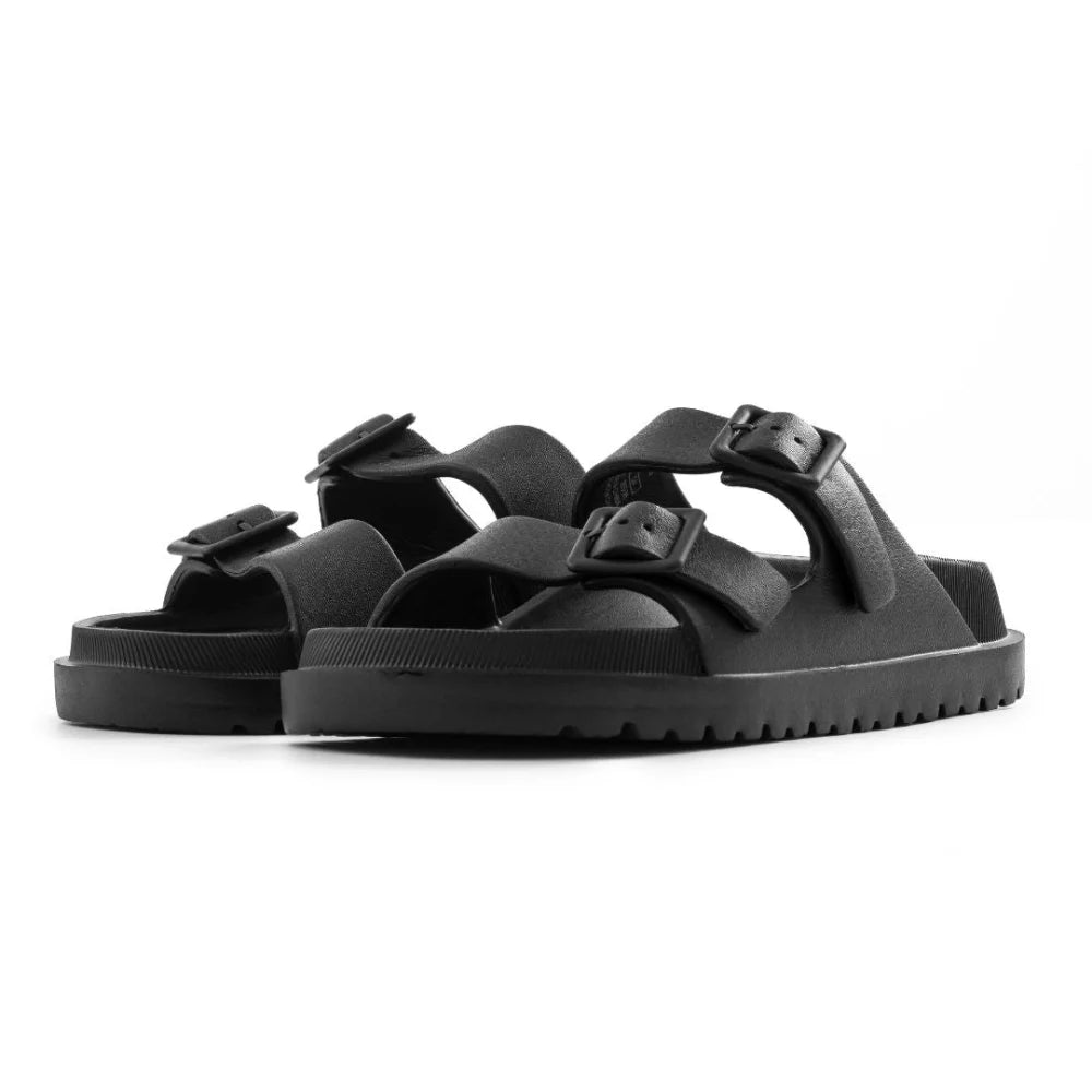 Pull & Bear RUBBERISED SANDALS WITH BUCKLES WOMEN - BLK