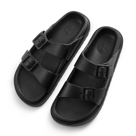 Pull & Bear RUBBERISED SANDALS WITH BUCKLES WOMEN - BLK