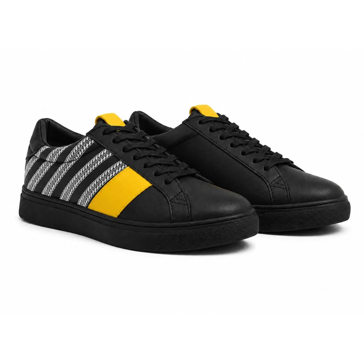 Pull & Bear Stripes Lace-up Trainers - BLK - 40 / Black