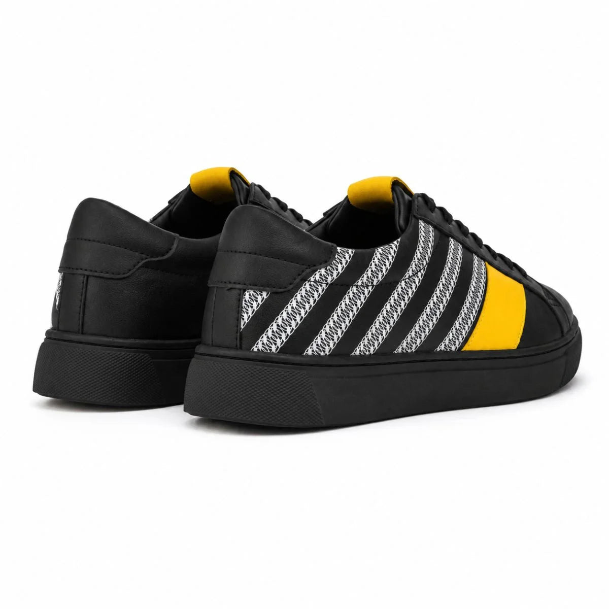 Pull & Bear Stripes Lace-up Trainers - BLK