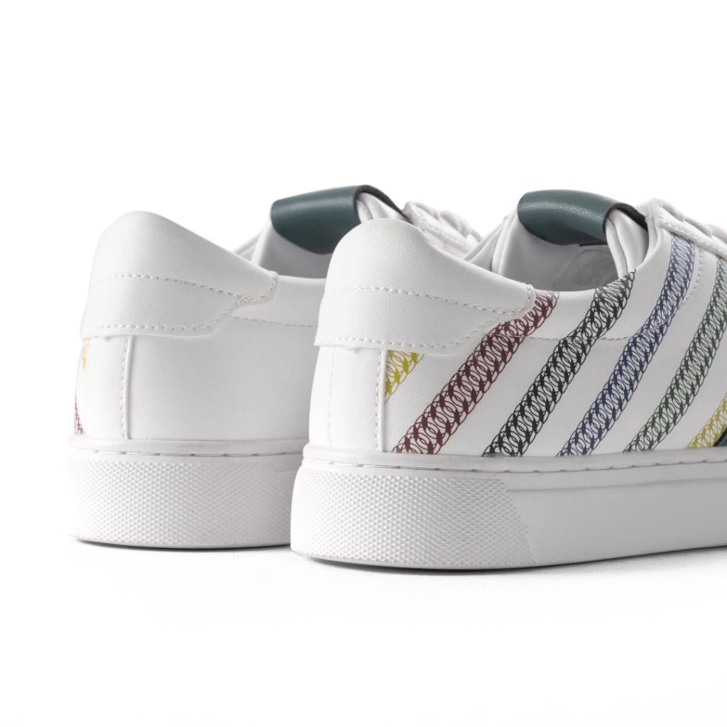 Pull & Bear Stripes Lace-up Trainers - WHT - Shoes