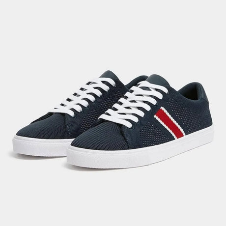 Pull & Bear W Knit Stripe Lace-up Trainers - NVY - 46 / Navy