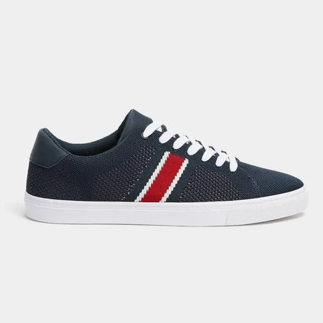 Pull & Bear W Knit Stripe Lace-up Trainers - NVY - 46 / Navy