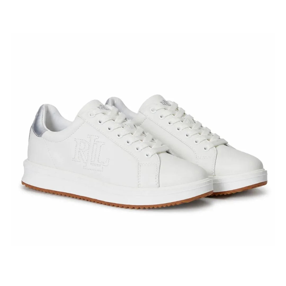 Ralph Lauren AINSLEY Leather Sneakers Women - WHT - White / 35.5