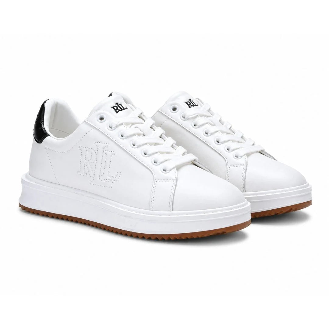 Ralph Lauren AINSLEY Leather Sneakers Women - WHT - White / 35.5