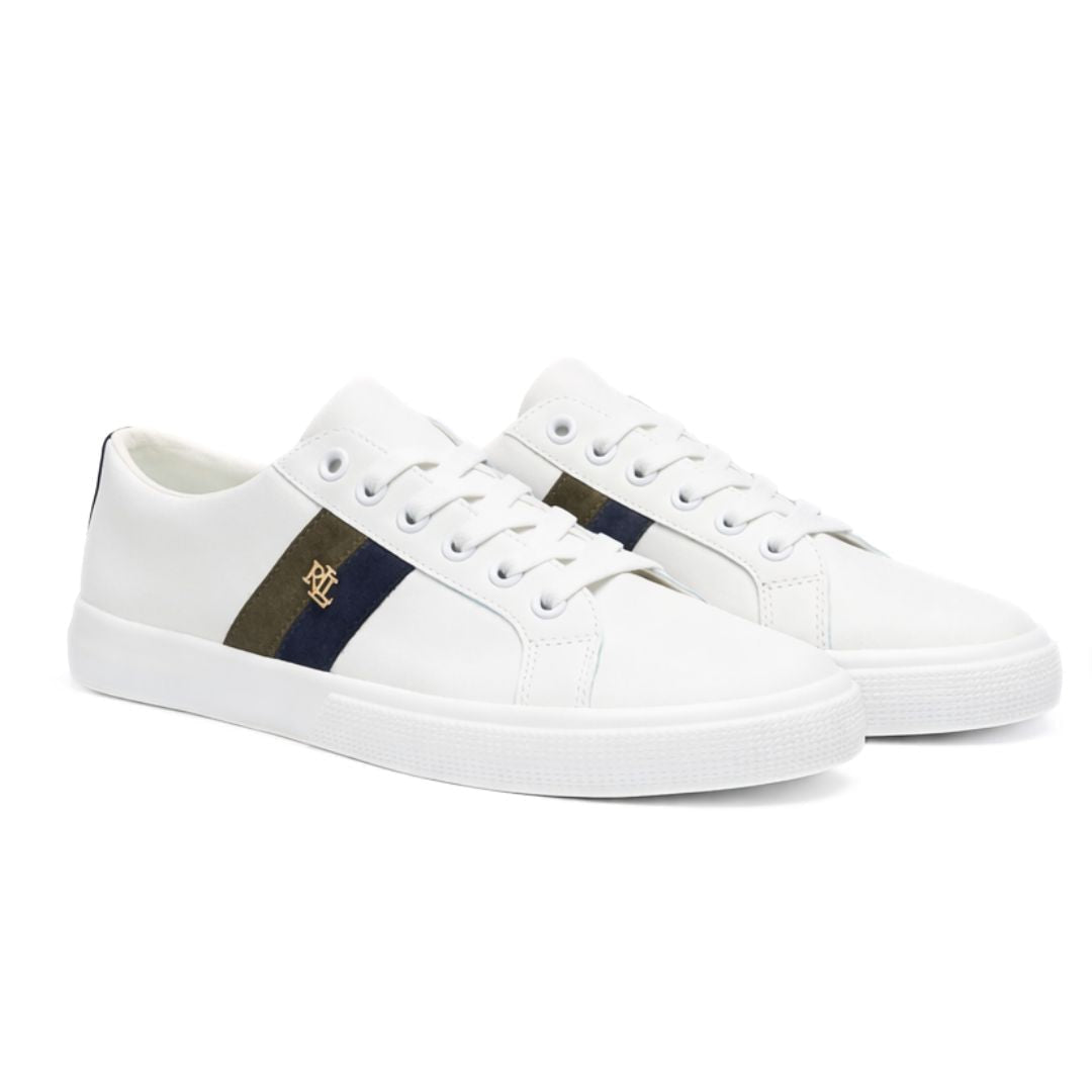 Ralph Lauren Janson II Leather Women - WHTOLV - White/ Olive / 35.5
