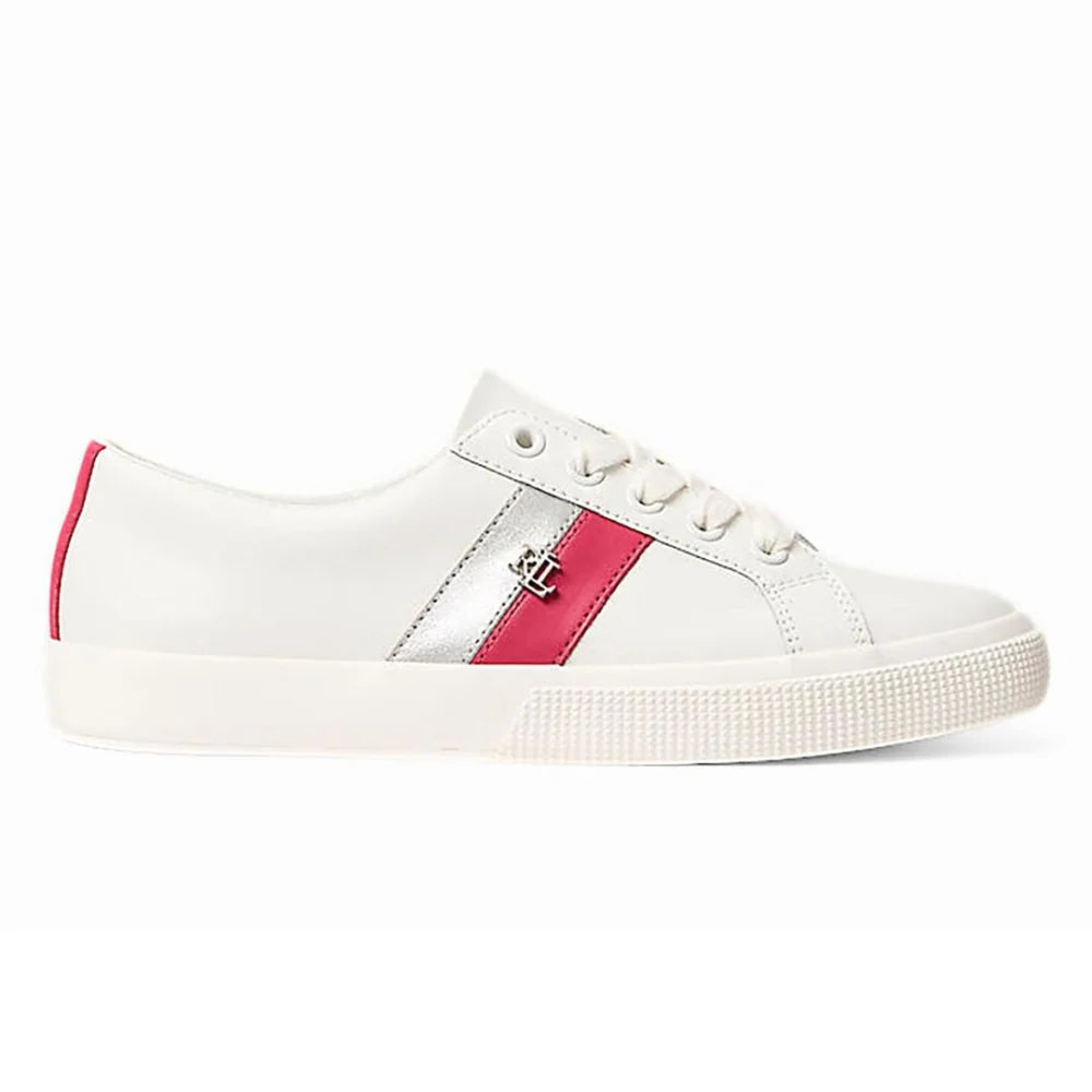 Ralph Lauren Janson II Leather Women - WHTPNK - 35.5 / White/ Silver/ Pink