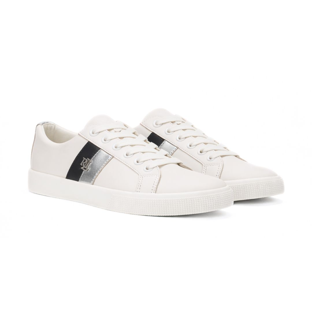 Ralph Lauren Janson II VLC Leather Women - OFFWHTSLV - Off White/ Silver / 36