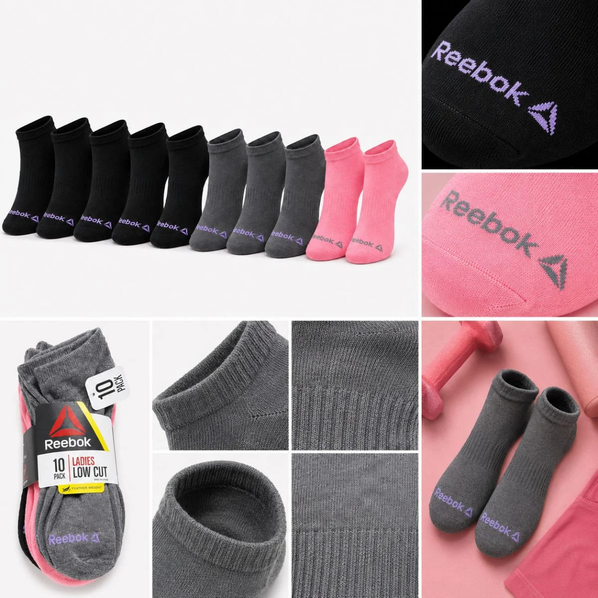 Reebok 10 Pack Low Cut Socks S055 - Multi / OS / 10