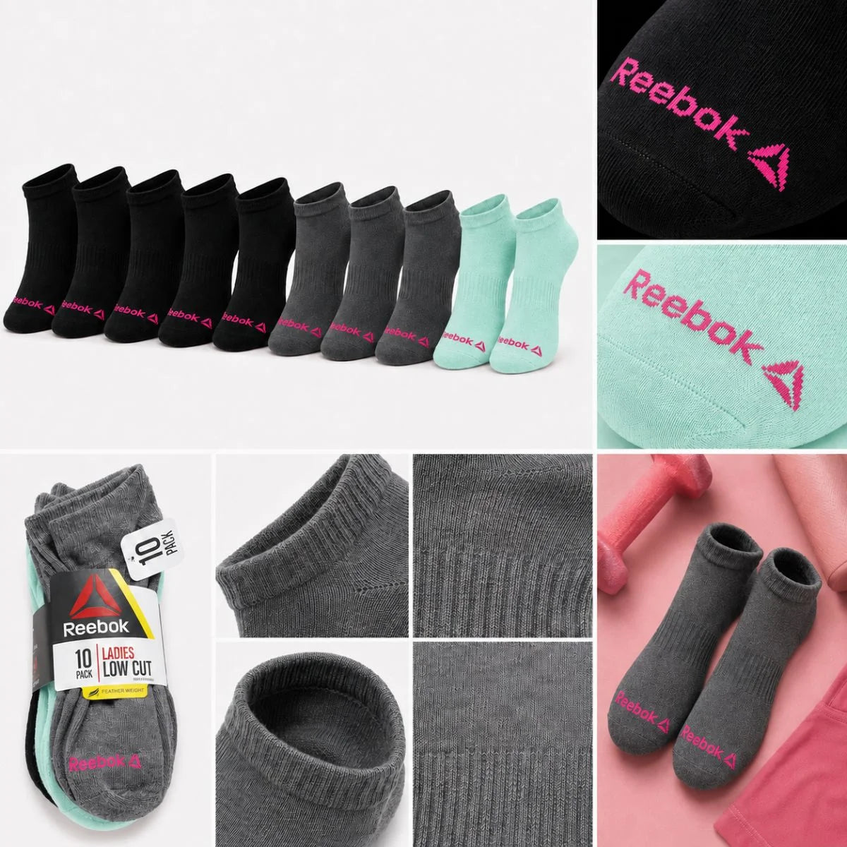 Reebok 10 Pack Low Cut Socks S056 - MLT - Multi / OS / 10