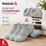 Reebok 6 Pack Low Cut Men Socks - GRY - Gray / OS / 6