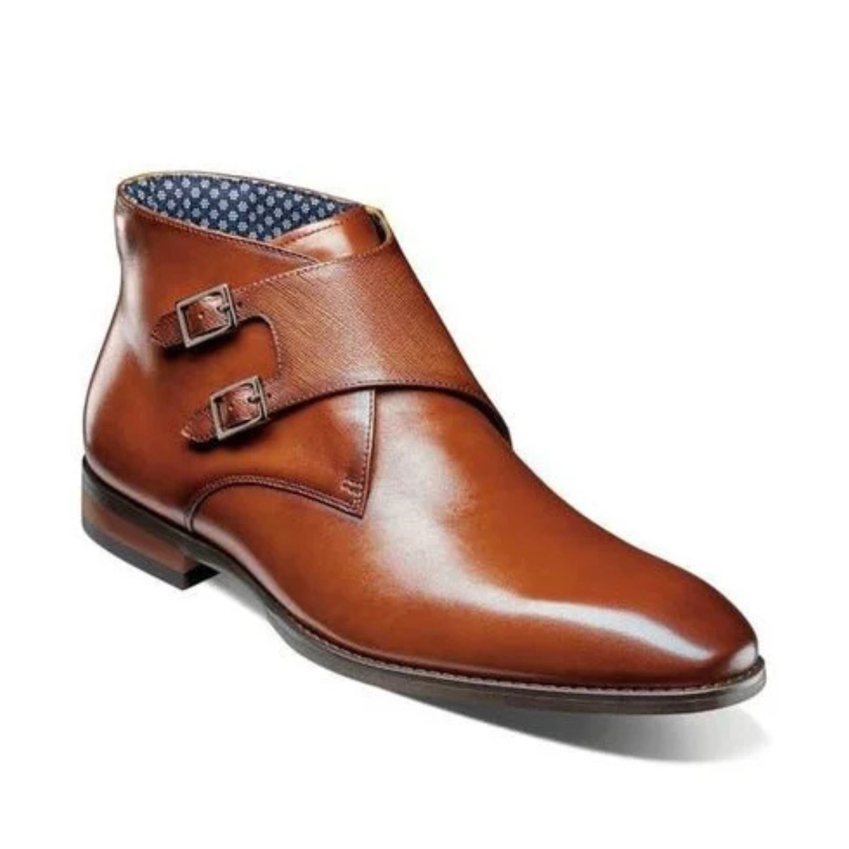 Stacy Adams Kaius Plain Toe Double Monk Strap Boot - TAN