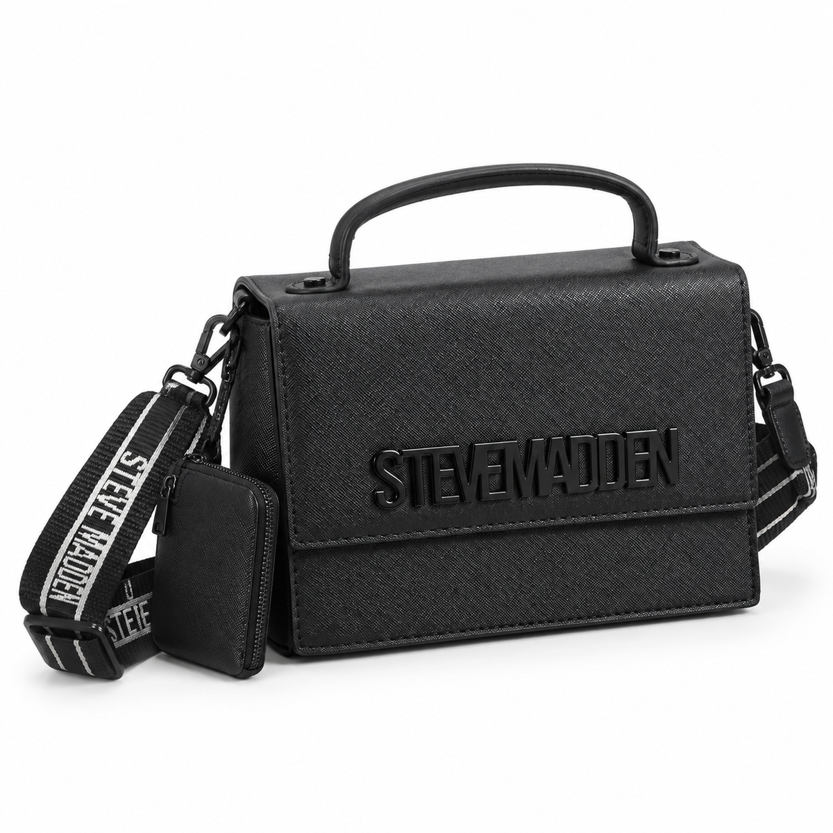 Steve Madden Logo Top Handle Satchel Bag Women - BLK