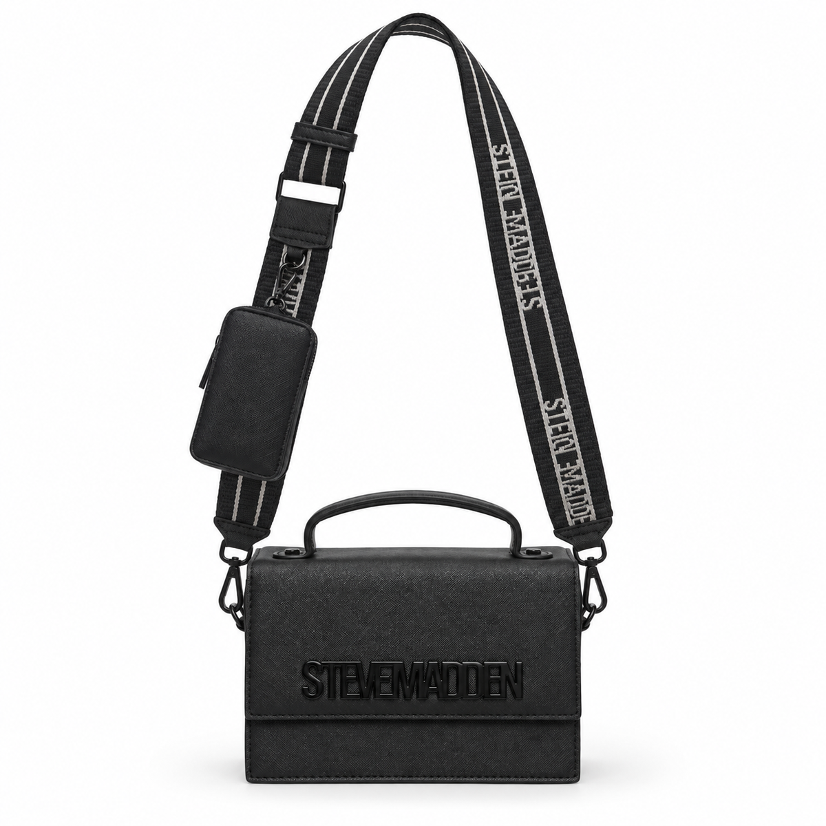 Steve Madden Logo Top Handle Satchel Bag Women - BLK