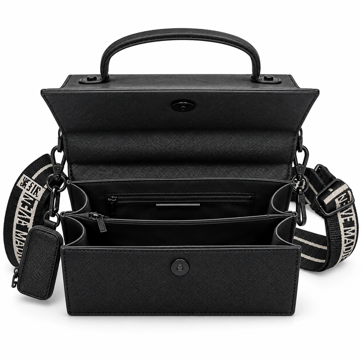 Steve Madden Logo Top Handle Satchel Bag Women - BLK