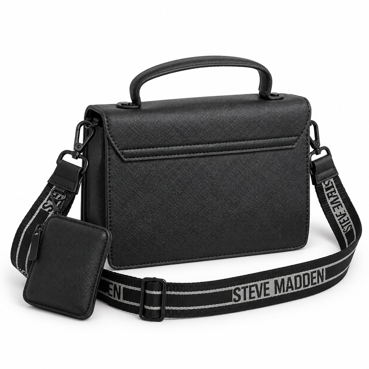 Steve Madden Logo Top Handle Satchel Bag Women - BLK