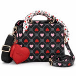 Steve Madden Bevelyn Heart Print Convertible Satchel Bag Women - BLK - Black