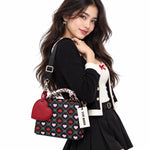 Steve Madden Bevelyn Heart Print Convertible Satchel Bag Women - BLK - Black