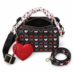 Steve Madden Bevelyn Heart Print Convertible Satchel Bag Women - BLK - Black