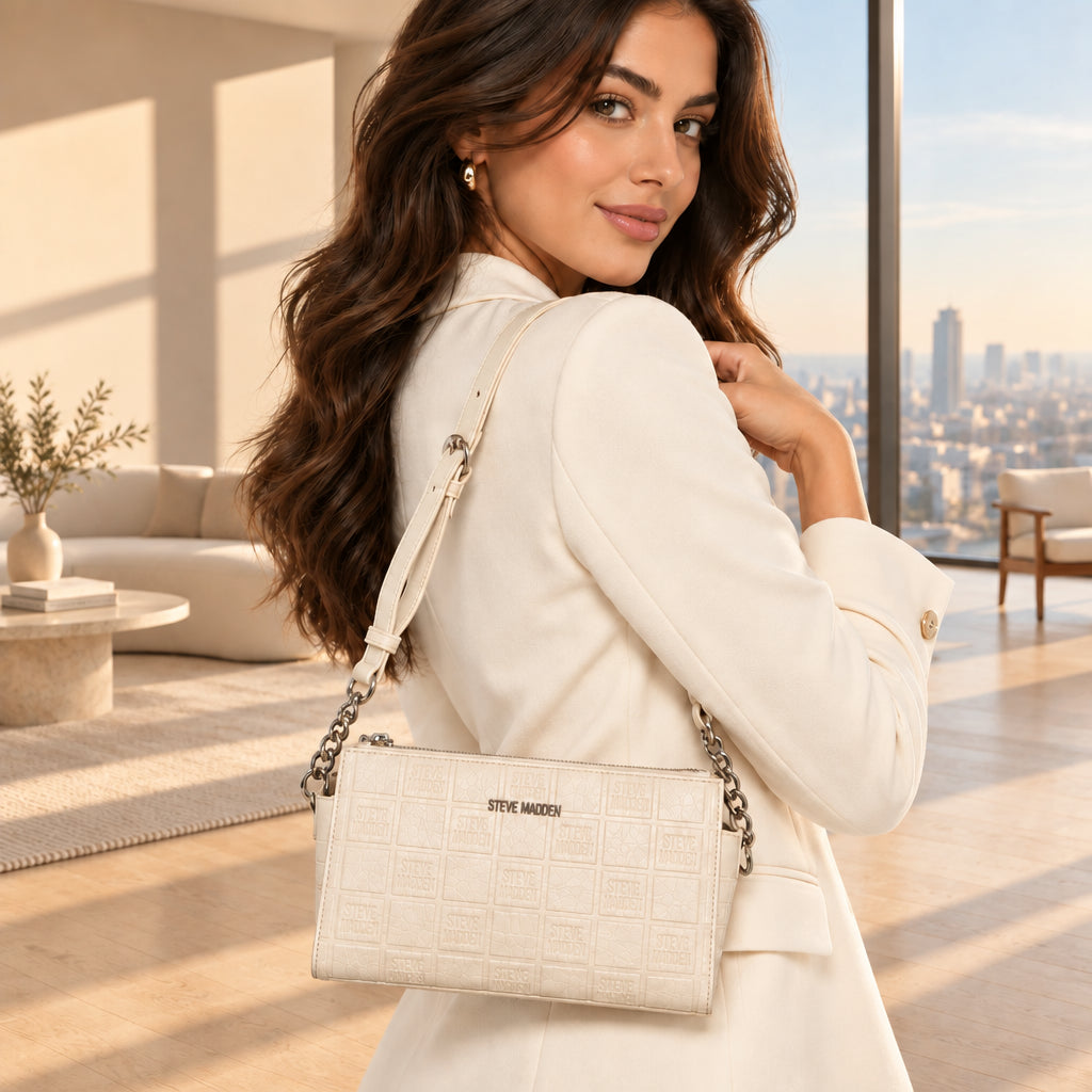Steve Madden Embossed Logo Crossbody Bag Women - WHT - White