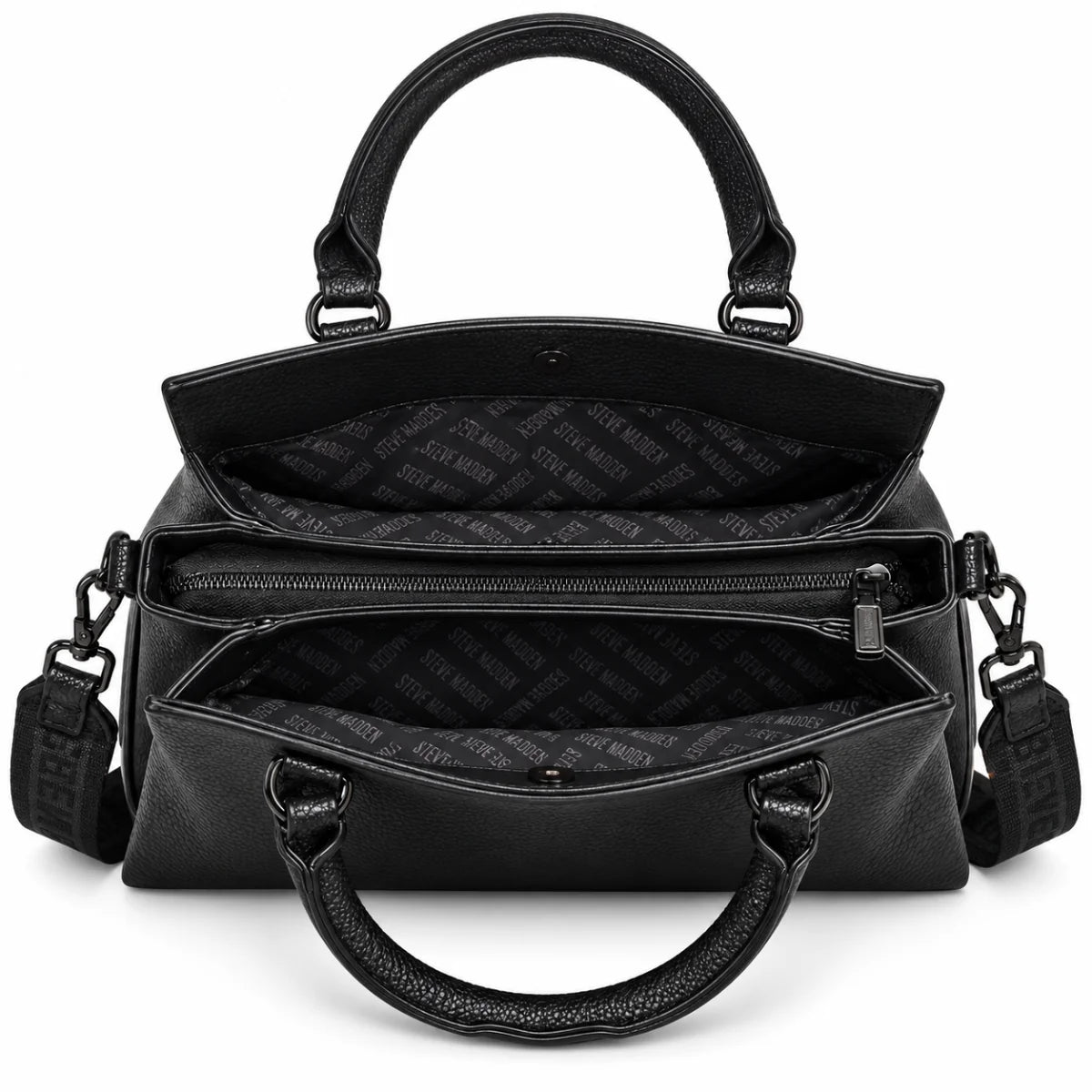 Steve Madden Logo Satchel Bag Women - BLK - Black