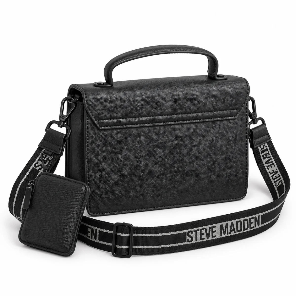 Steve Madden Logo Top Handle Satchel Bag Women - BLK - Black