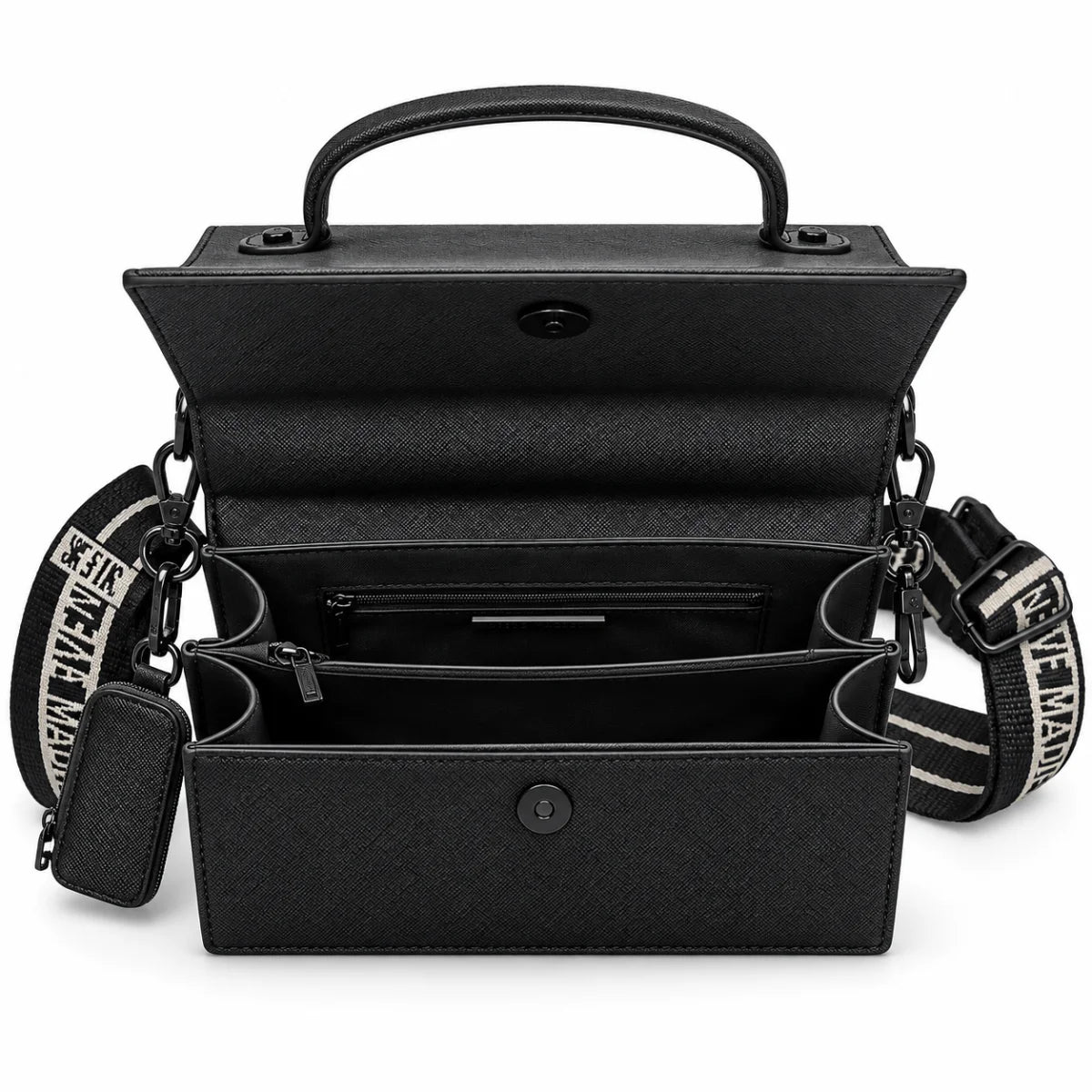 Steve Madden Logo Top Handle Satchel Bag Women - BLK - Black