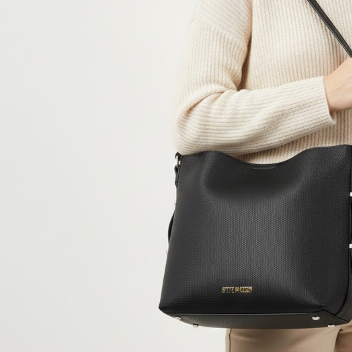 Steve Madden Sonya Leather Shoulder Bag Women - BLK - Black