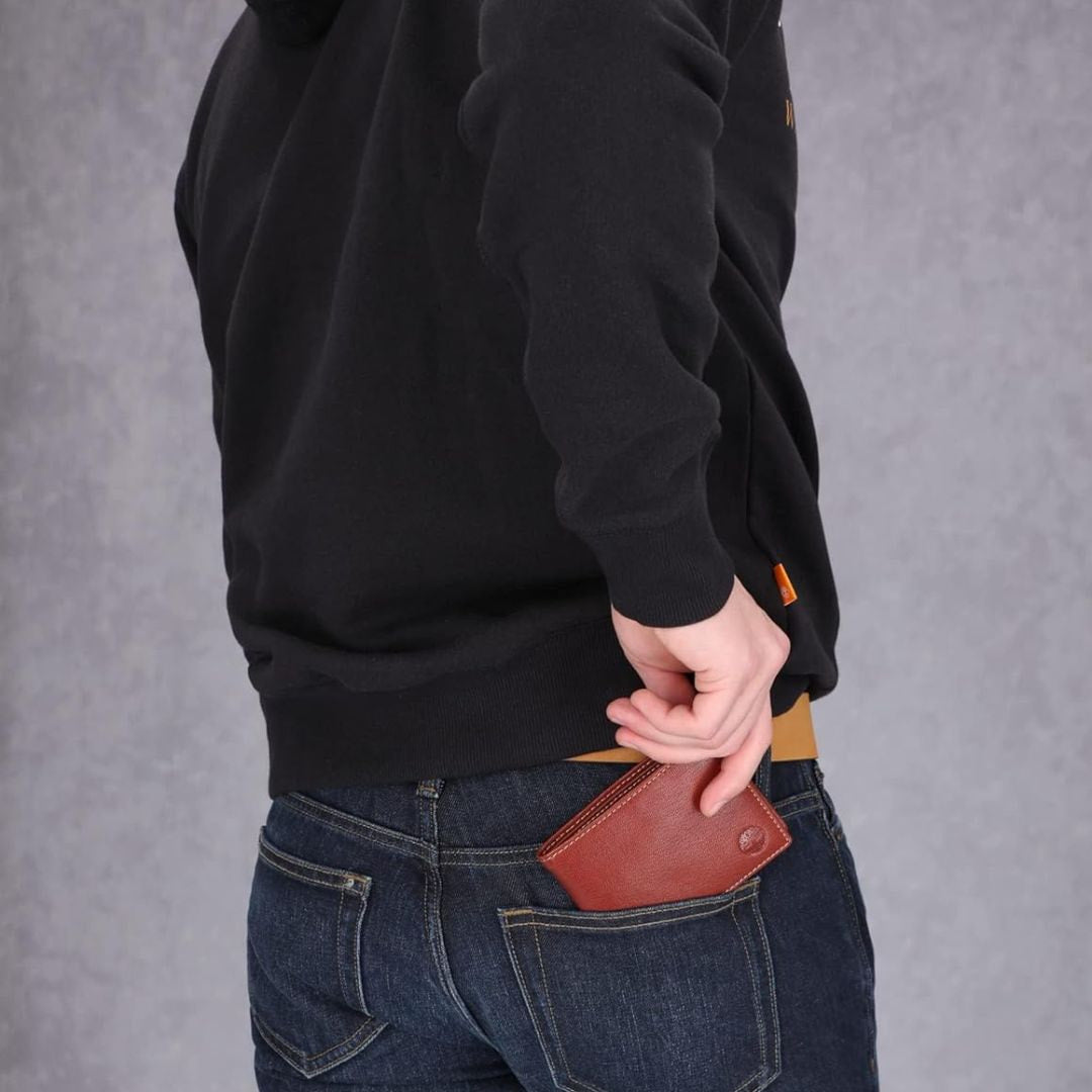 Timberland Leather Passcase Security Wallet Men - BRN - Brown