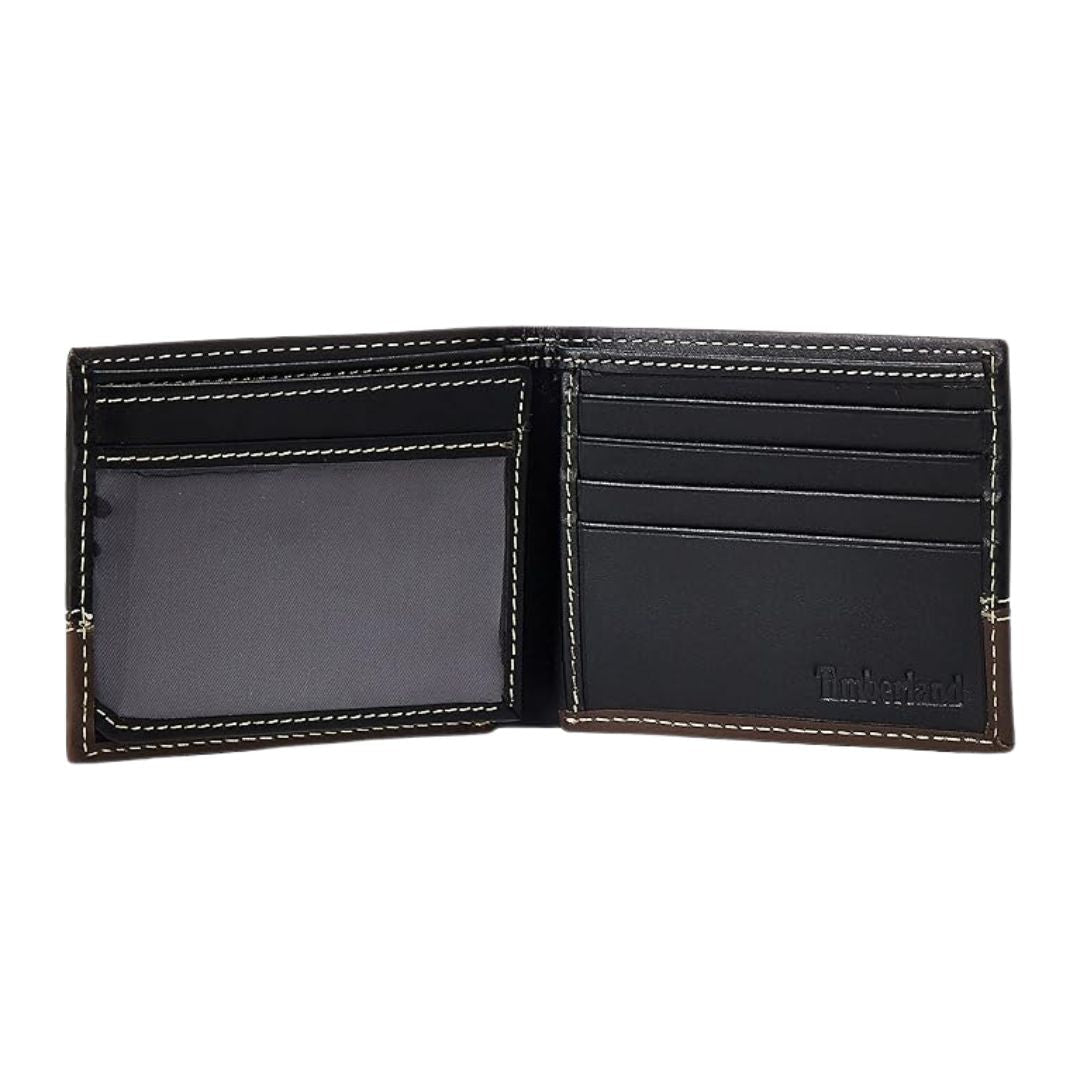 Timberland Leather Passcase Trifold Wallet Hybrid Men - BLKBRN - Black/ Brown
