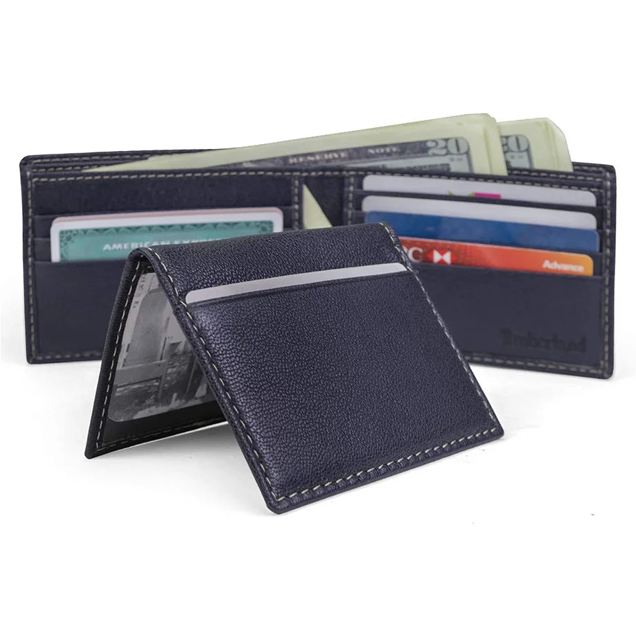 Timberland Leather RFID Blocking Passcase Security Navy Wallet - Navy - Accessories
