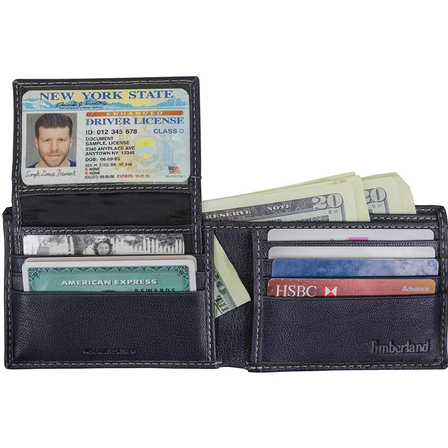 Timberland Leather RFID Blocking Passcase Security Navy Wallet - Navy - Accessories