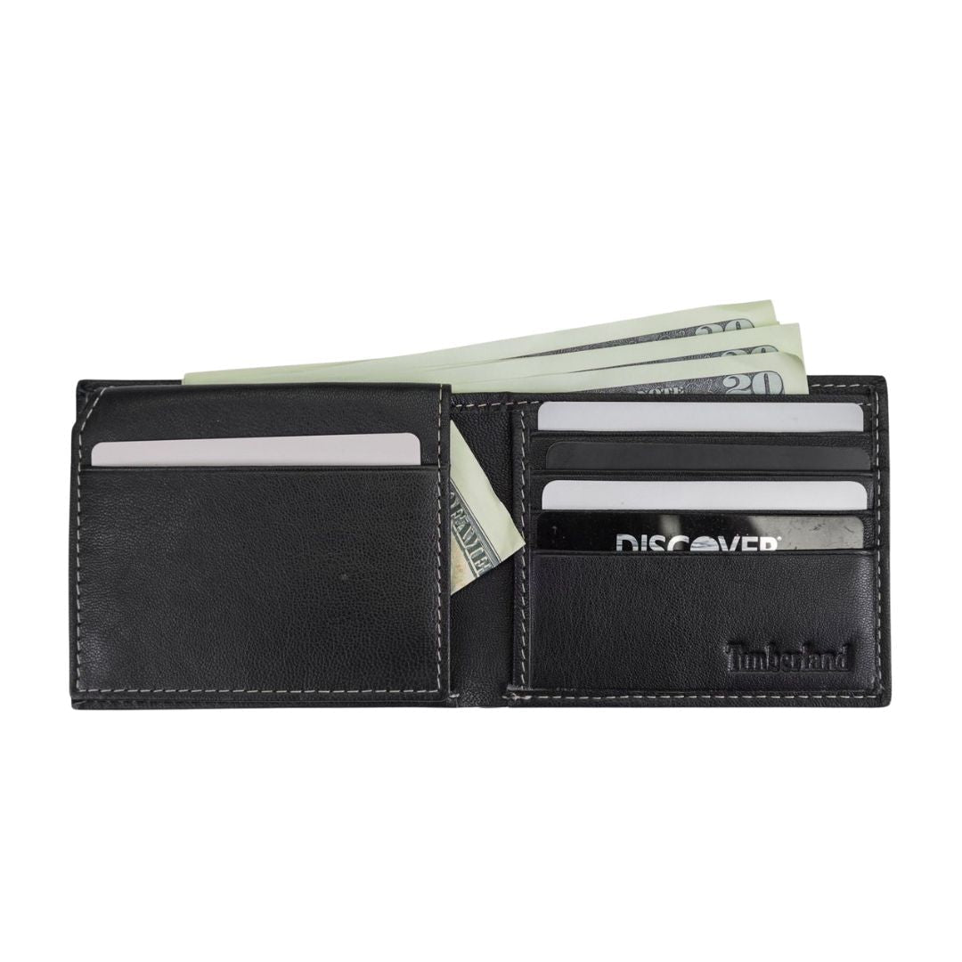 Timberland Leather Wallet with Attached Flip Pocket Blix BLK Black