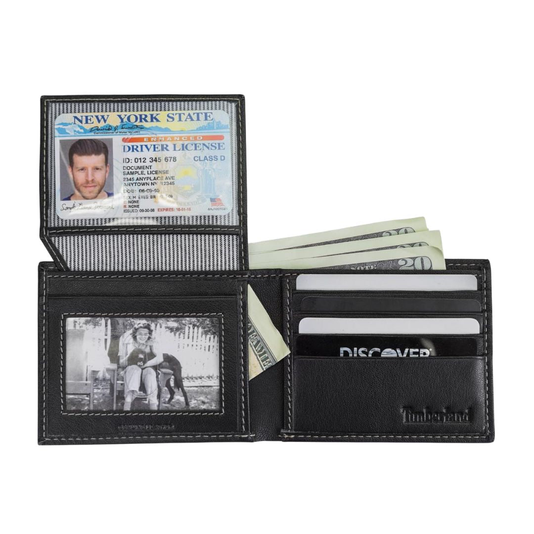 Timberland Leather Wallet with Attached Flip Pocket Blix BLK Black
