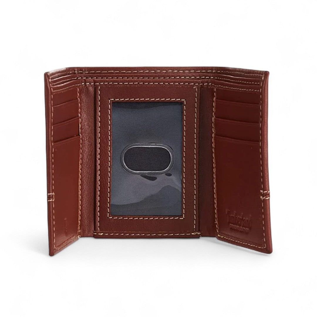 Timberland Men’s Leather RFID Blocking Trifold Wallet - Cognac