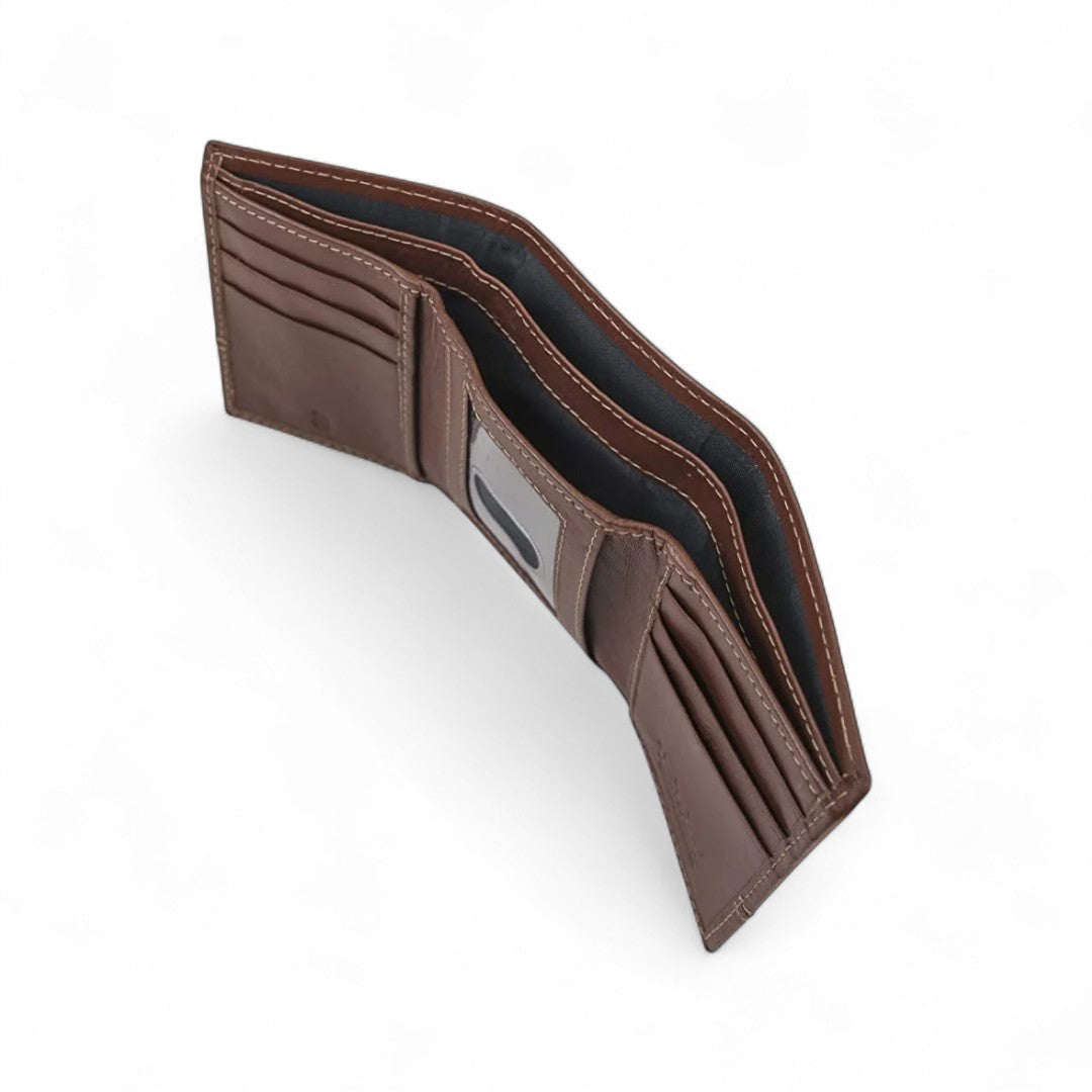 Timberland Men’s Leather RFID Blocking Trifold Wallet - Cognac