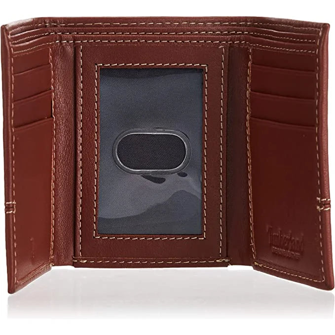 Timberland Men’s Leather RFID Blocking Trifold Wallet - Cognac - Accessories