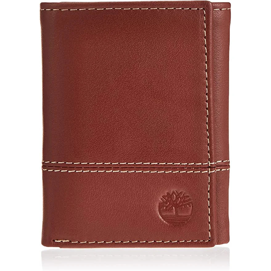 Timberland Men’s Leather RFID Blocking Trifold Wallet - Cognac - Accessories