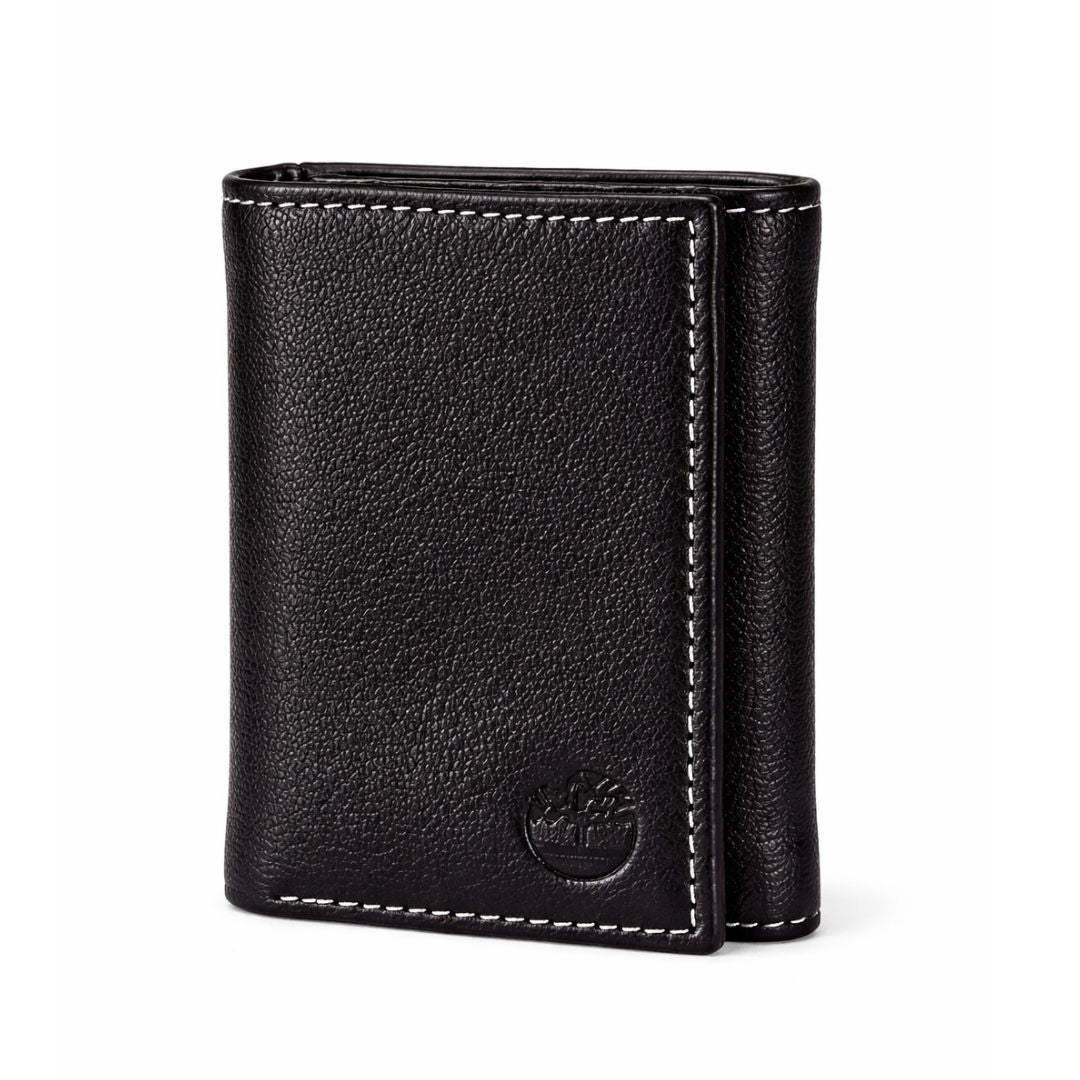 Timberland Men’s Leather Trifold Wallet - BLK - Black