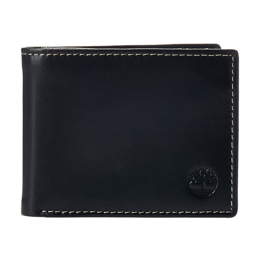 Timberland Men’s Leather Wallet with Attached Flip Pocket - BLK - Black - Accessories